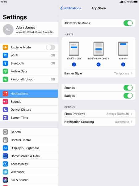 Press the indicator next to 
