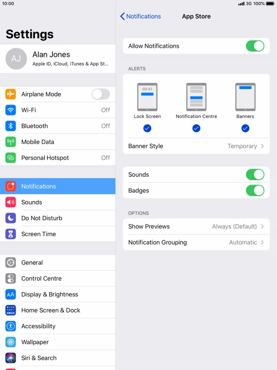 Press the indicator next to 