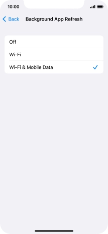 To turn off background refresh of apps, press Off.