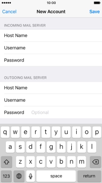 Press Password and key in the password for your email account.