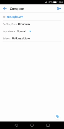 Press the text input field and write the text for your email message.