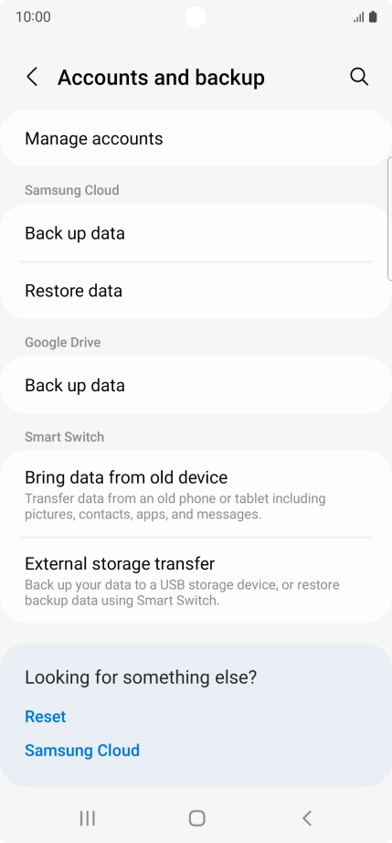 Press Manage accounts.