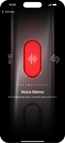 Slide your finger right or left on the screen to select the required function.