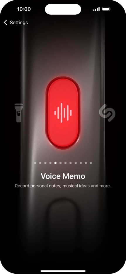 Slide your finger right or left on the screen to select the required function.