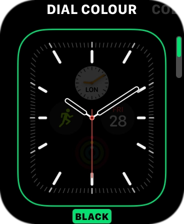 Turn the Digital Crown to change between the different designs.