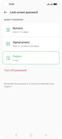 Press Turn off password.