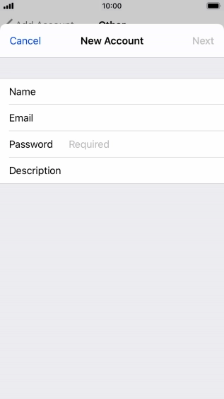 Press Password and key in the password for your email account.