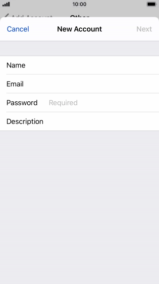 Press Password and key in the password for your email account.
