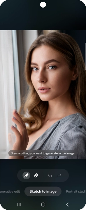 To add an object to your picture, press Sketch to image. To add an object to your picture, press Sketch to image.