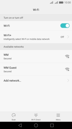 Press the required Wi-Fi network.