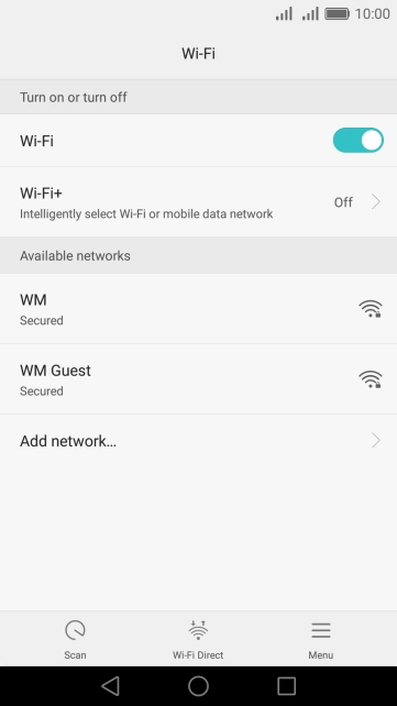 Press the required Wi-Fi network.