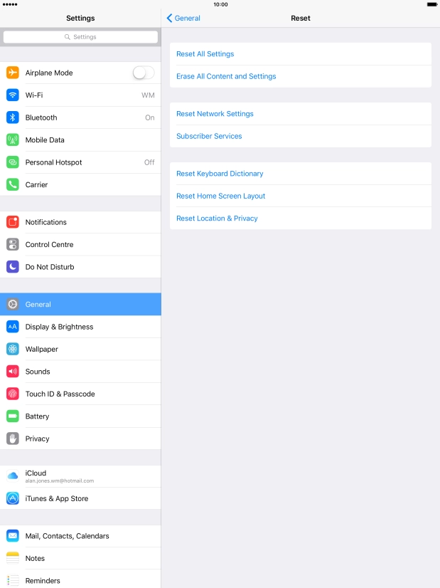 Press Reset All Settings. Press Reset All Settings.