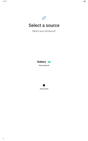 Press the required setting and follow the instructions on the screen to transfer the content from another device.