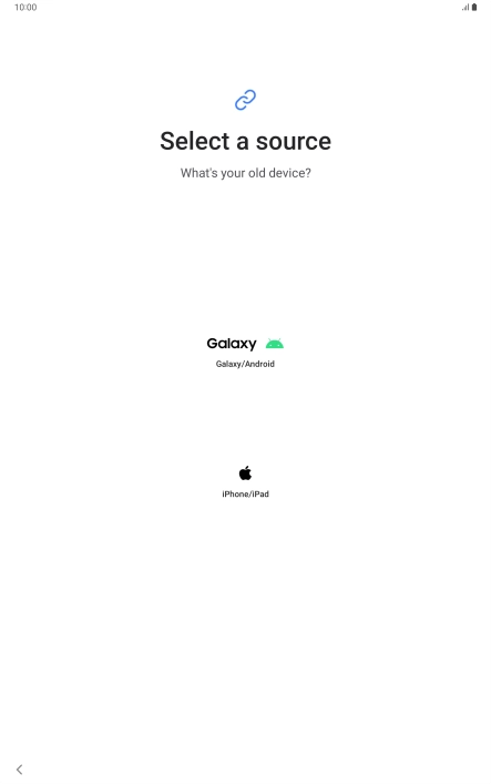 Press the required setting and follow the instructions on the screen to transfer the content from another device.