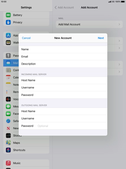 Press Password and key in the password for your email account. Please note that if you're using Vodafone's outgoing server, leave the password field empty.
