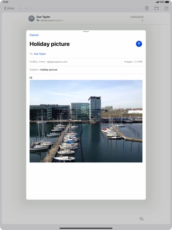 Press the send icon when you've finished your email message.