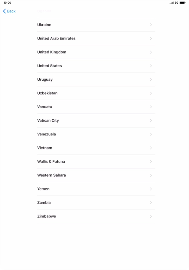 Press the required country or area.