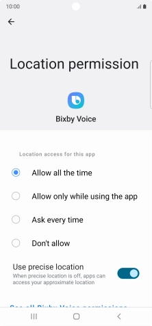 Press the required setting.