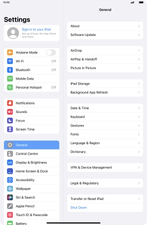 Press Sign in to your iPad.