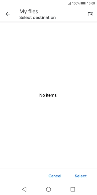 To create a new folder, press the new folder icon and follow the instructions on the screen to create a new folder.