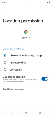 Press the required setting.