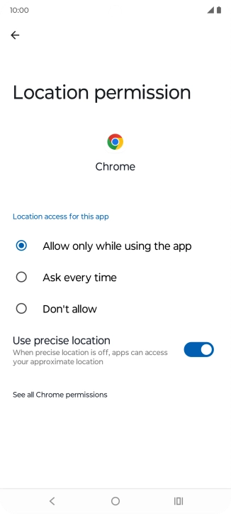 Press the required setting.