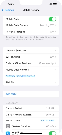Press Mobile Data Options.