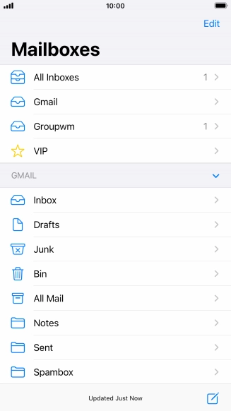 Press the required email account.