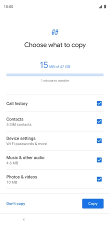 Press the field next to the required data types.