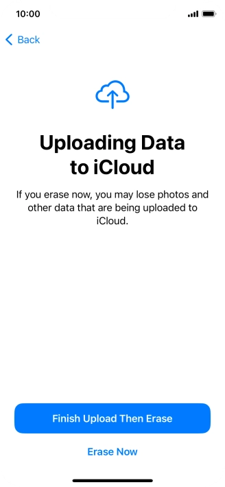 Press the required setting.