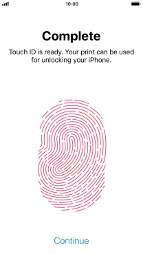 Press Continue. If you haven't previously selected a phone lock code, key in a code of your own choice twice.