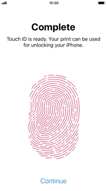 Press Continue. If you haven't previously selected a phone lock code, key in a code of your own choice twice.