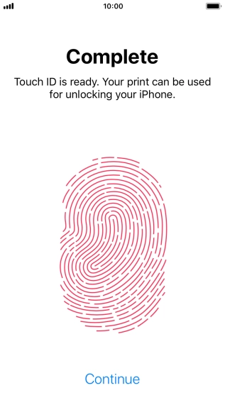 Press Continue. If you haven't previously selected a phone lock code, key in a code of your own choice twice.