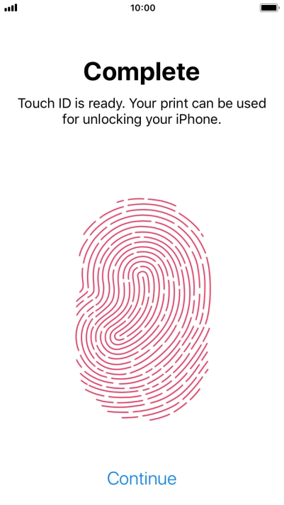Press Continue. If you haven't previously selected a phone lock code, key in a code of your own choice twice.