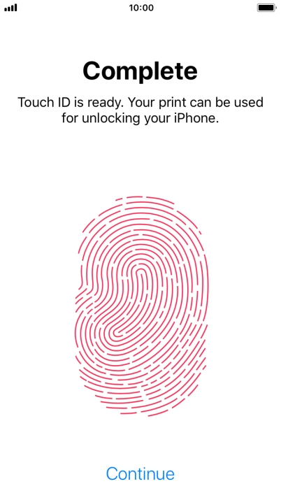 Press Continue. If you haven't previously selected a phone lock code, key in a code of your own choice twice.