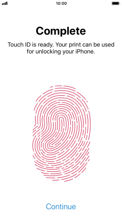 Press Continue. If you haven't previously selected a phone lock code, key in a code of your own choice twice.