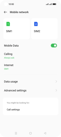 Press the name of the SIM.