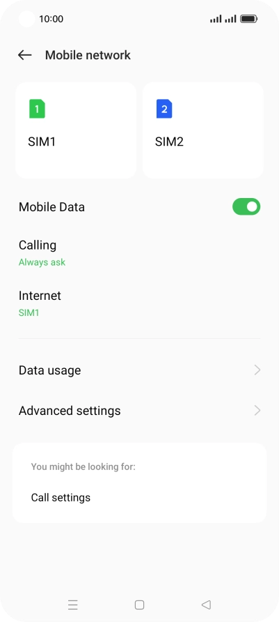 Press the name of the SIM.