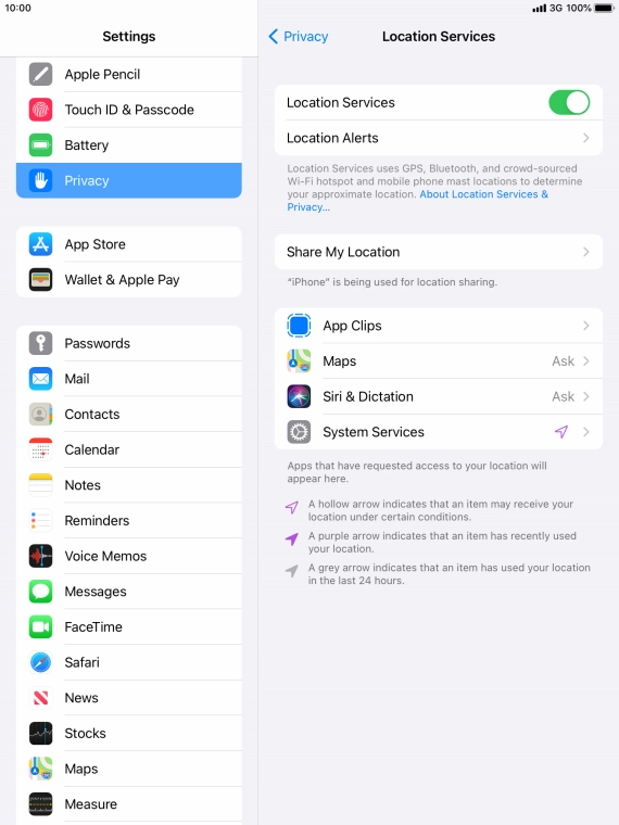 Press the required application.