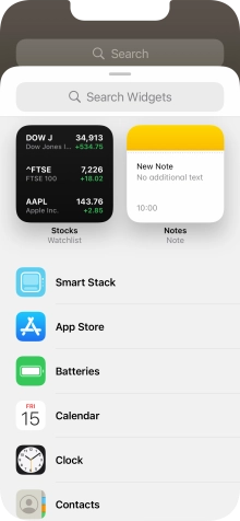 Press the required widget.