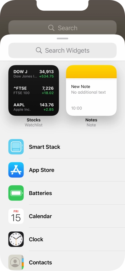Press the required widget.