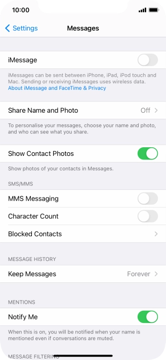 Press the indicator next to 