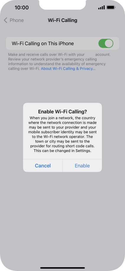 If you turn on the function, press Enable.