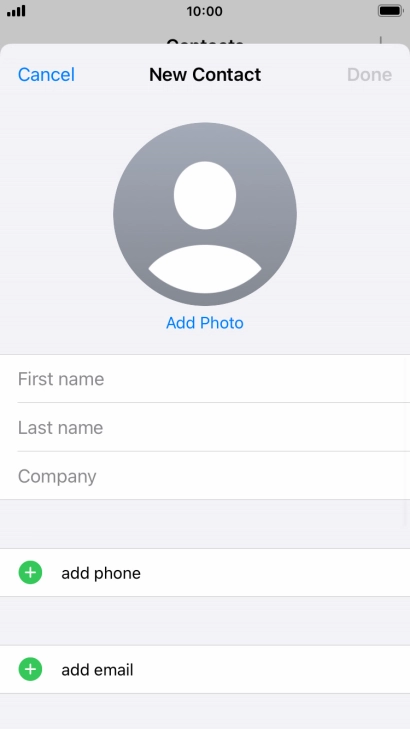 Press First name and key in the first name. Press First name and key in the first name.