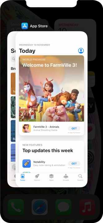 Slide upwards on the required application to end it.