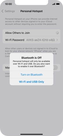 If Wi-Fi is turned on, press Wi-Fi and USB Only.