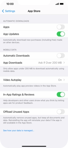 Press the indicators next to the required content types to turn the function on or off.