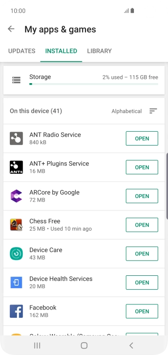 Press the required app.