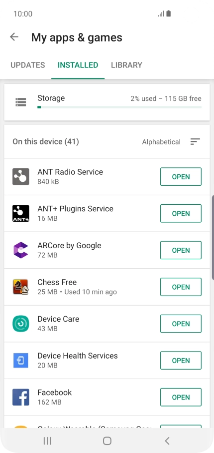Press the required app.