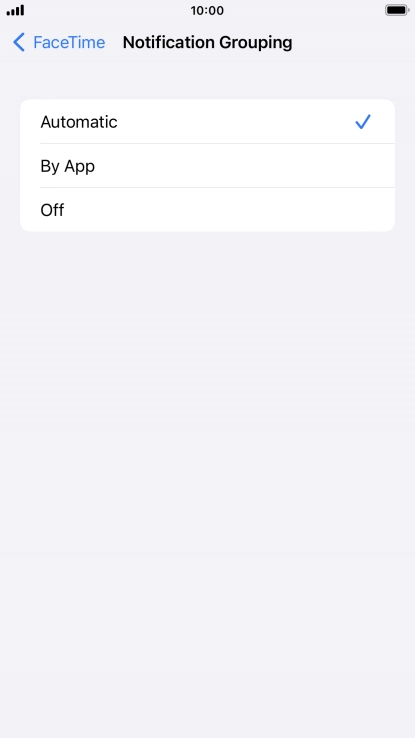 Press the required setting.